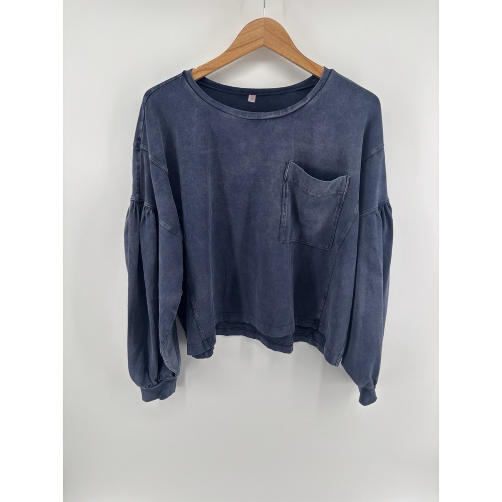 NWOT Free People Movement Cropped Shirt Sz L Zipper Pocket Preppy MSRP $128